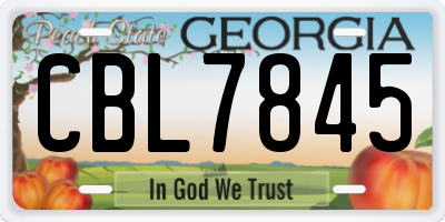 GA license plate CBL7845