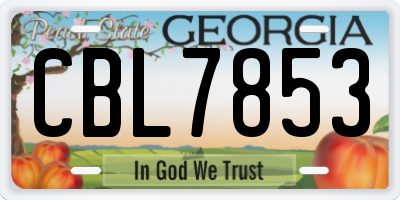 GA license plate CBL7853