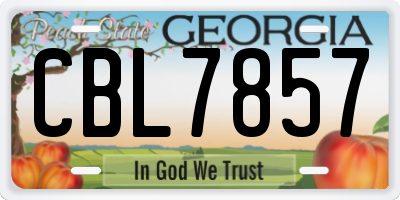 GA license plate CBL7857