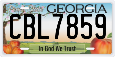 GA license plate CBL7859