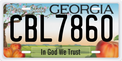 GA license plate CBL7860