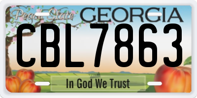 GA license plate CBL7863