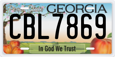 GA license plate CBL7869