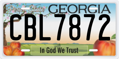 GA license plate CBL7872
