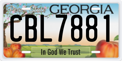 GA license plate CBL7881