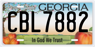 GA license plate CBL7882