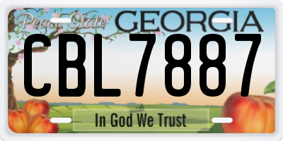 GA license plate CBL7887