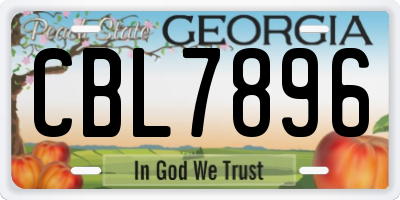 GA license plate CBL7896
