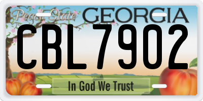 GA license plate CBL7902