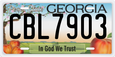 GA license plate CBL7903