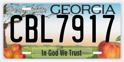 GA license plate CBL7917