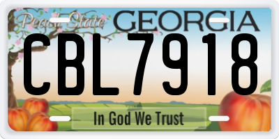 GA license plate CBL7918
