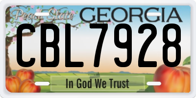 GA license plate CBL7928