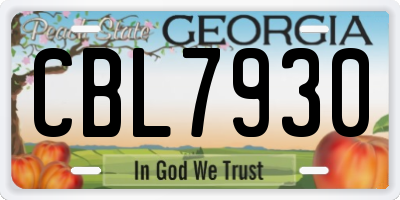 GA license plate CBL7930