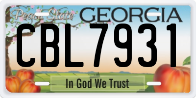 GA license plate CBL7931