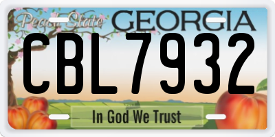GA license plate CBL7932