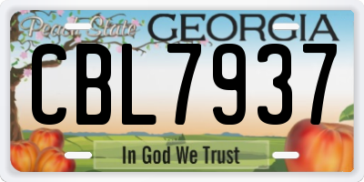 GA license plate CBL7937