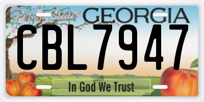 GA license plate CBL7947