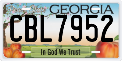 GA license plate CBL7952