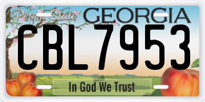 GA license plate CBL7953