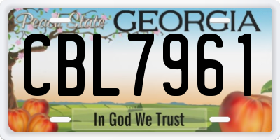 GA license plate CBL7961