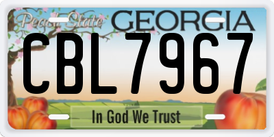 GA license plate CBL7967