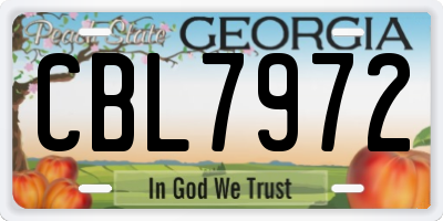 GA license plate CBL7972