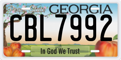 GA license plate CBL7992