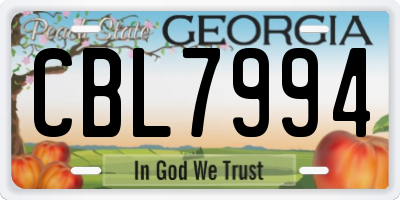 GA license plate CBL7994