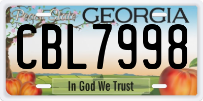 GA license plate CBL7998
