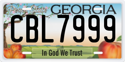 GA license plate CBL7999