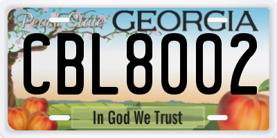 GA license plate CBL8002