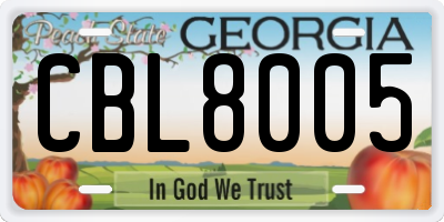 GA license plate CBL8005