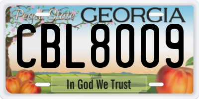 GA license plate CBL8009