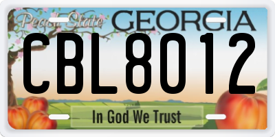 GA license plate CBL8012