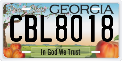GA license plate CBL8018