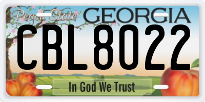 GA license plate CBL8022