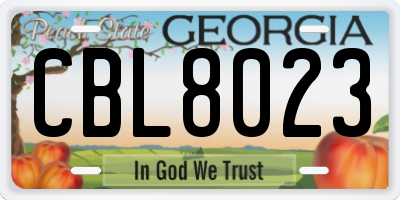 GA license plate CBL8023