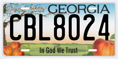 GA license plate CBL8024