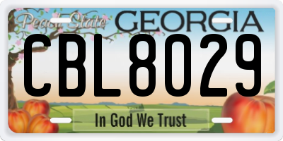 GA license plate CBL8029