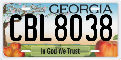 GA license plate CBL8038