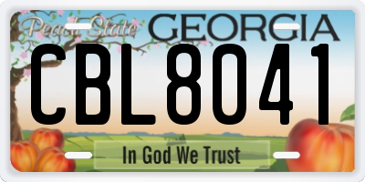 GA license plate CBL8041