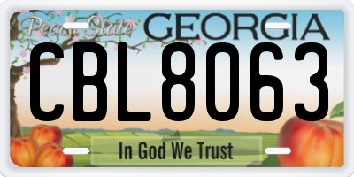 GA license plate CBL8063