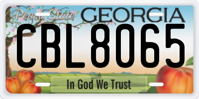 GA license plate CBL8065