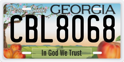 GA license plate CBL8068