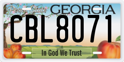 GA license plate CBL8071