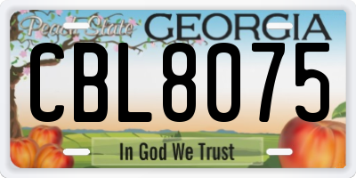 GA license plate CBL8075