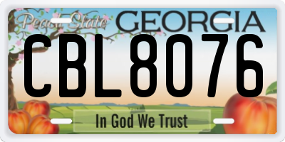 GA license plate CBL8076