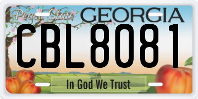GA license plate CBL8081