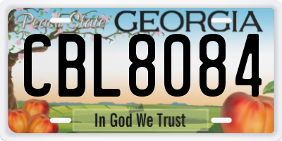 GA license plate CBL8084